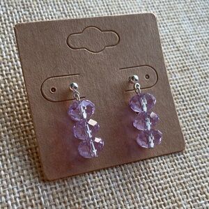 Elegant Purple Crystal Beaded Earrings